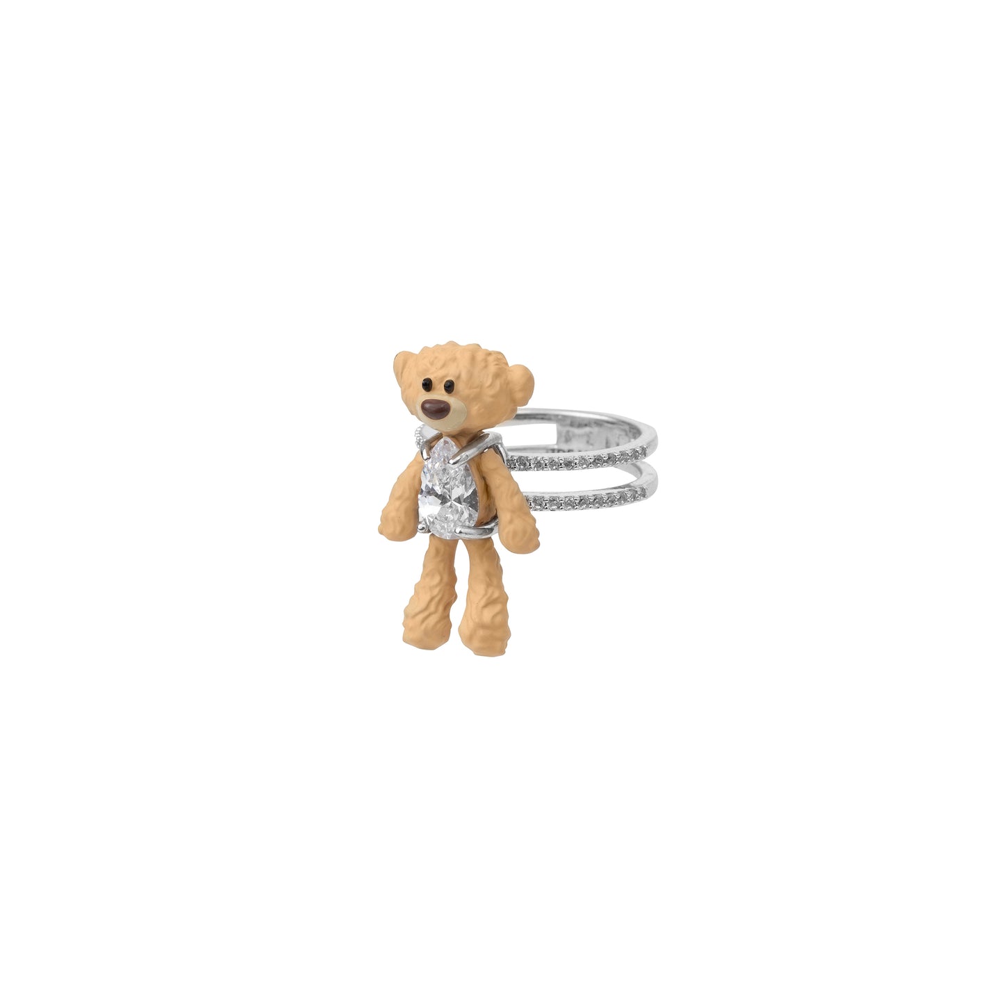 13DE MARZO Zirconia Bear Double Ring - 13DE MARZO