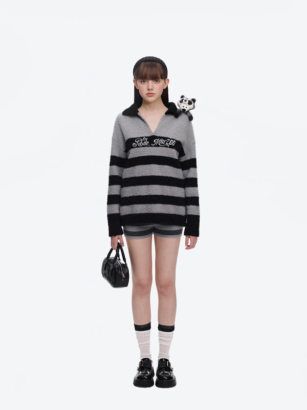 13DE MARZO Raccoon Bear Striped Sweater - 13DE MARZO