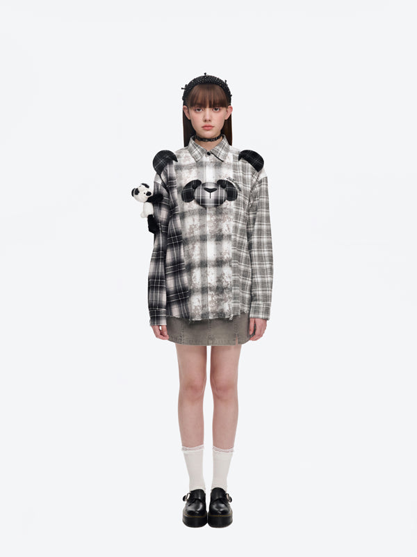 13DE MARZO Panda Bear Checkered Shirt - 13DE MARZO