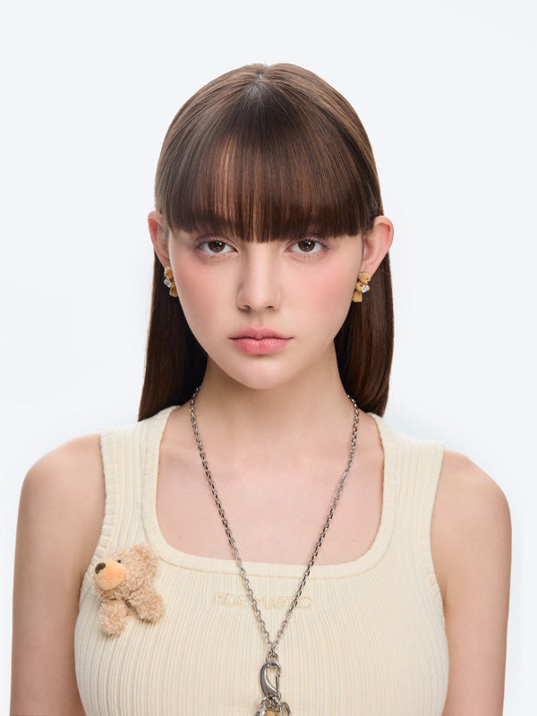 13DE MARZO Bear Hug Heart Ear Stud - 13DE MARZO