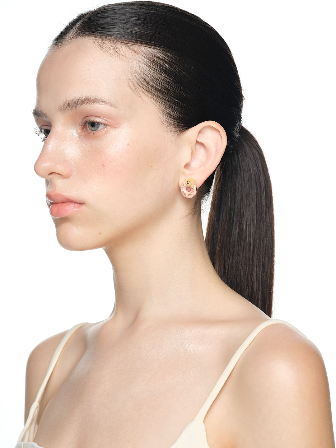 13DE MARZO Donut Bear Earring Golden - 13DE MARZO