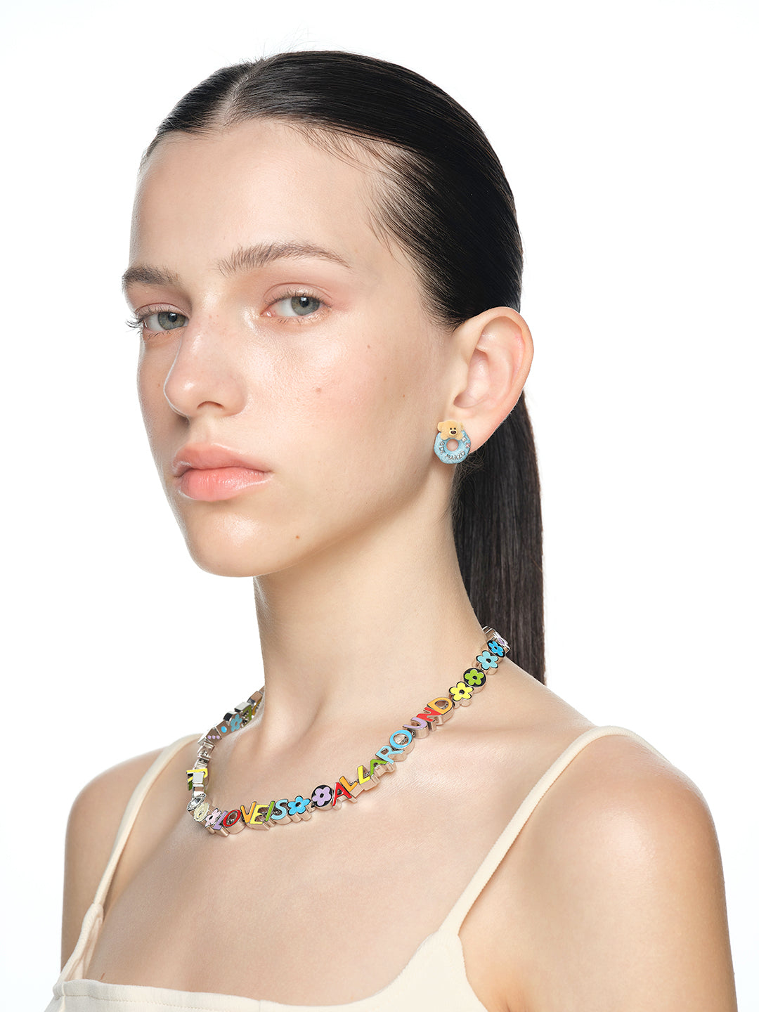 13DE MARZO Donut Bear Earring Silver - 13DE MARZO