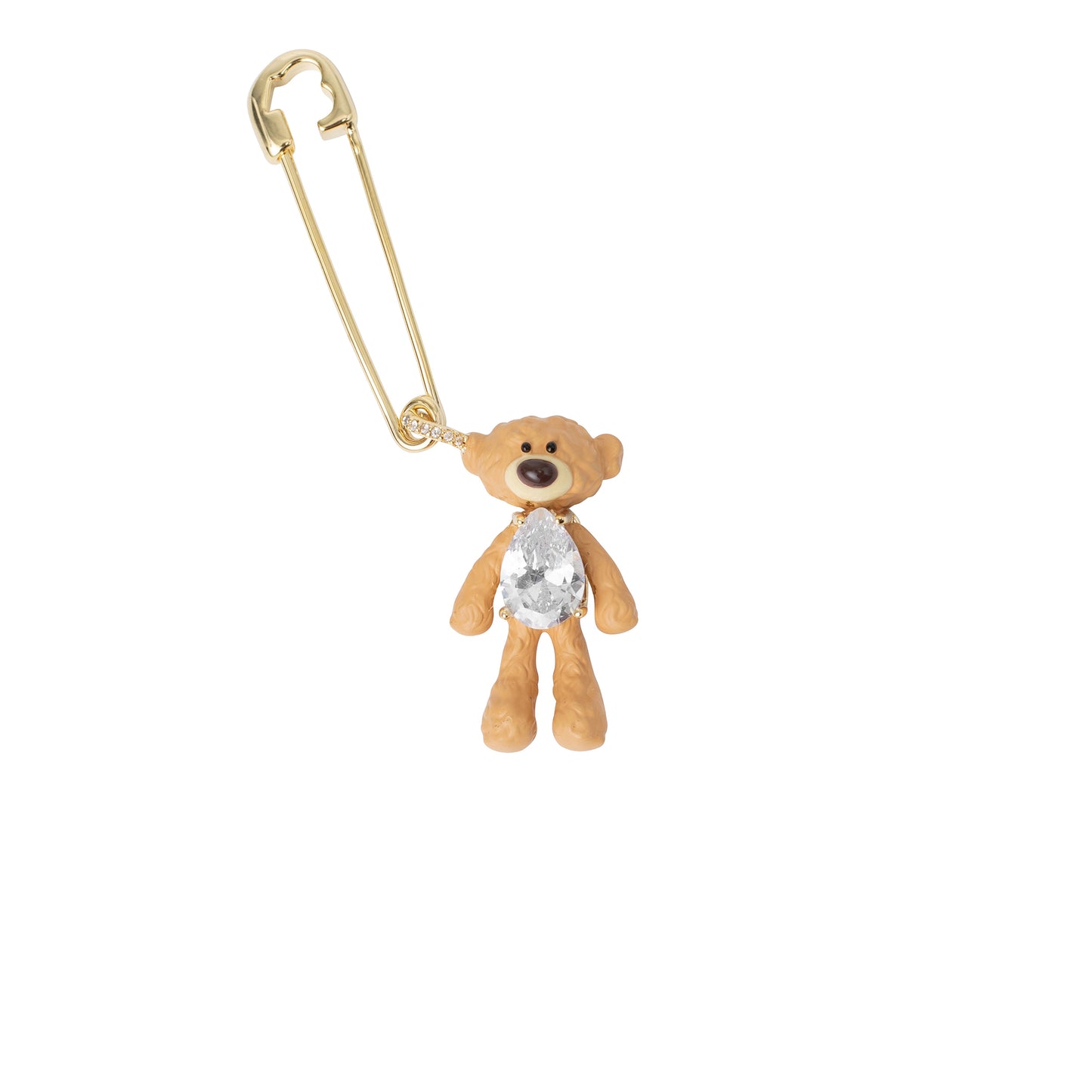 13DE MARZO Zirconia Bear Pendant Ear Pin - 13DE MARZO