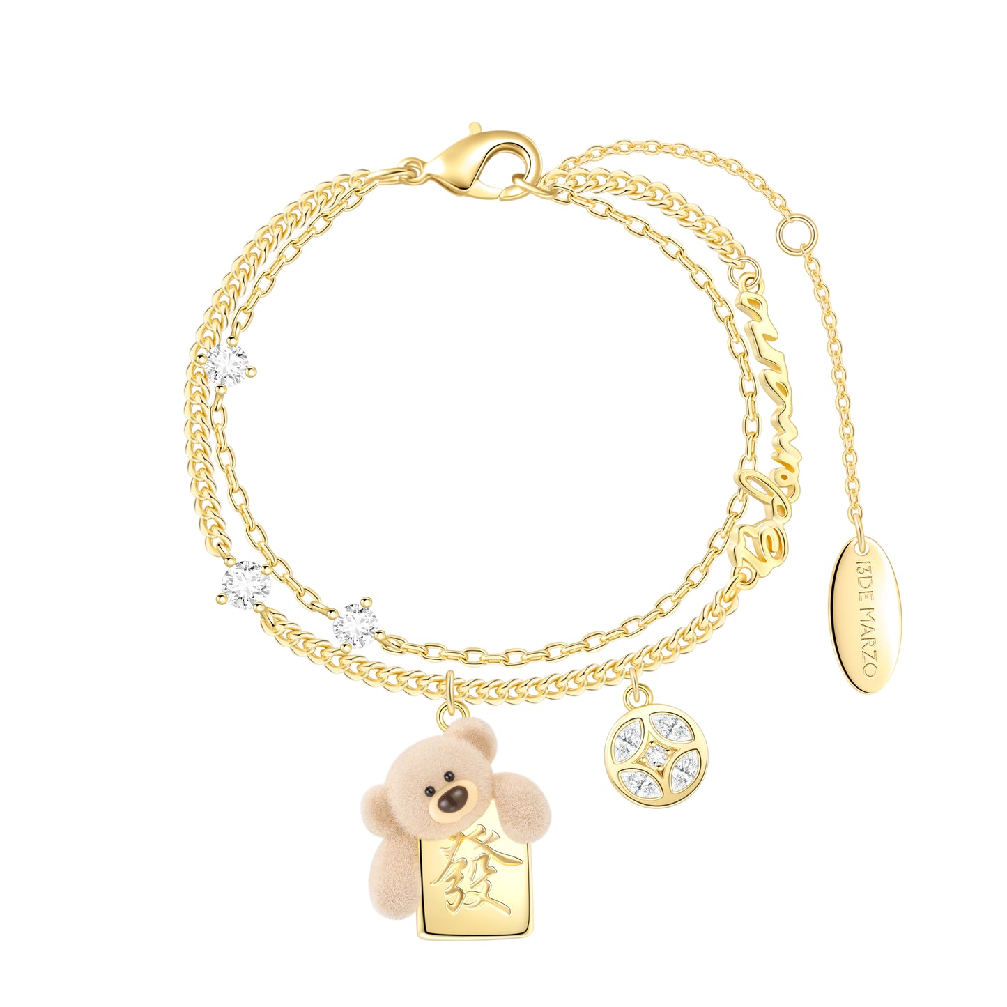 13DE MARZO Hope You Get Rich Mahjong Bear Bracelet - 13DE MARZO