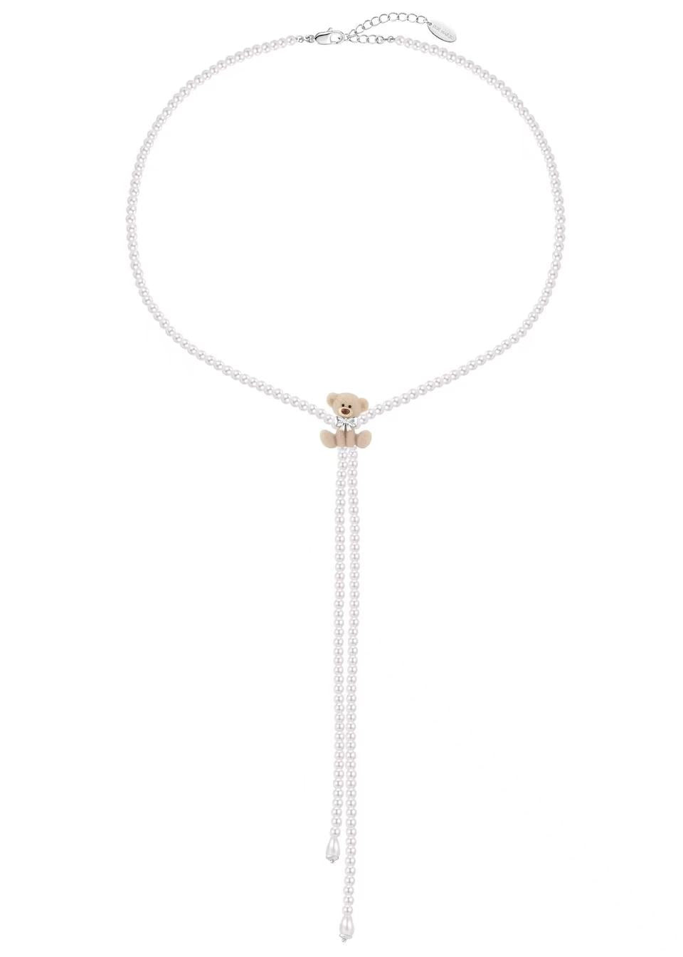 13DE MARZO Cute Sitting Bear Long Necklace