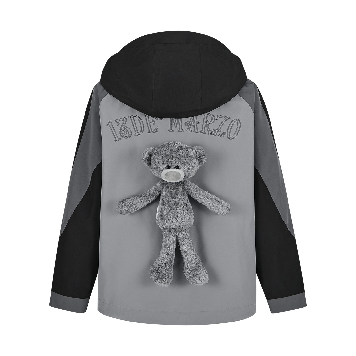 13DE MARZO Bear Logo Windbreaker in Dark Grey - Spring Jacket