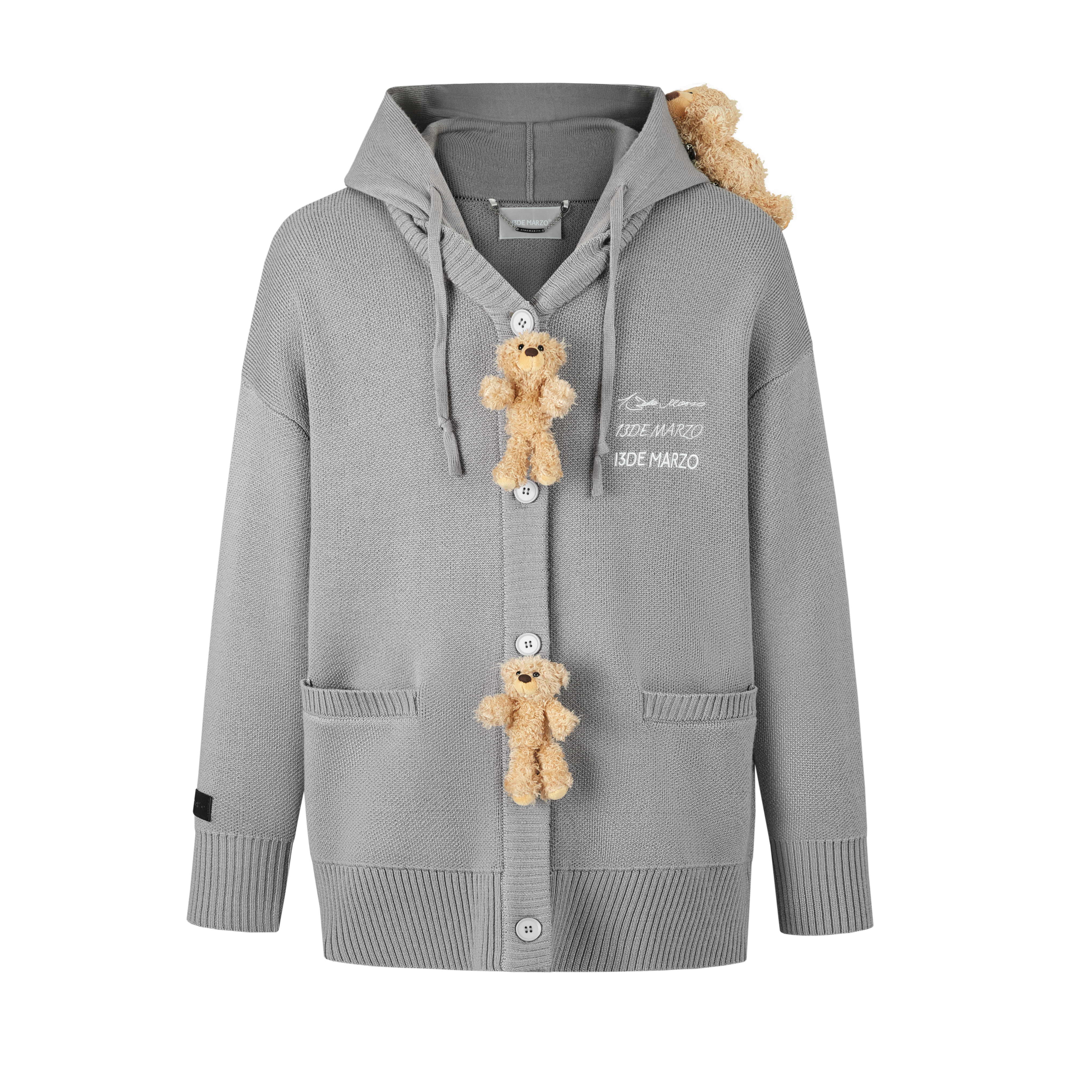 13DE MARZO Bear Button Hood Cardigan 13DE MARZO Bear Button Hood Cardigan