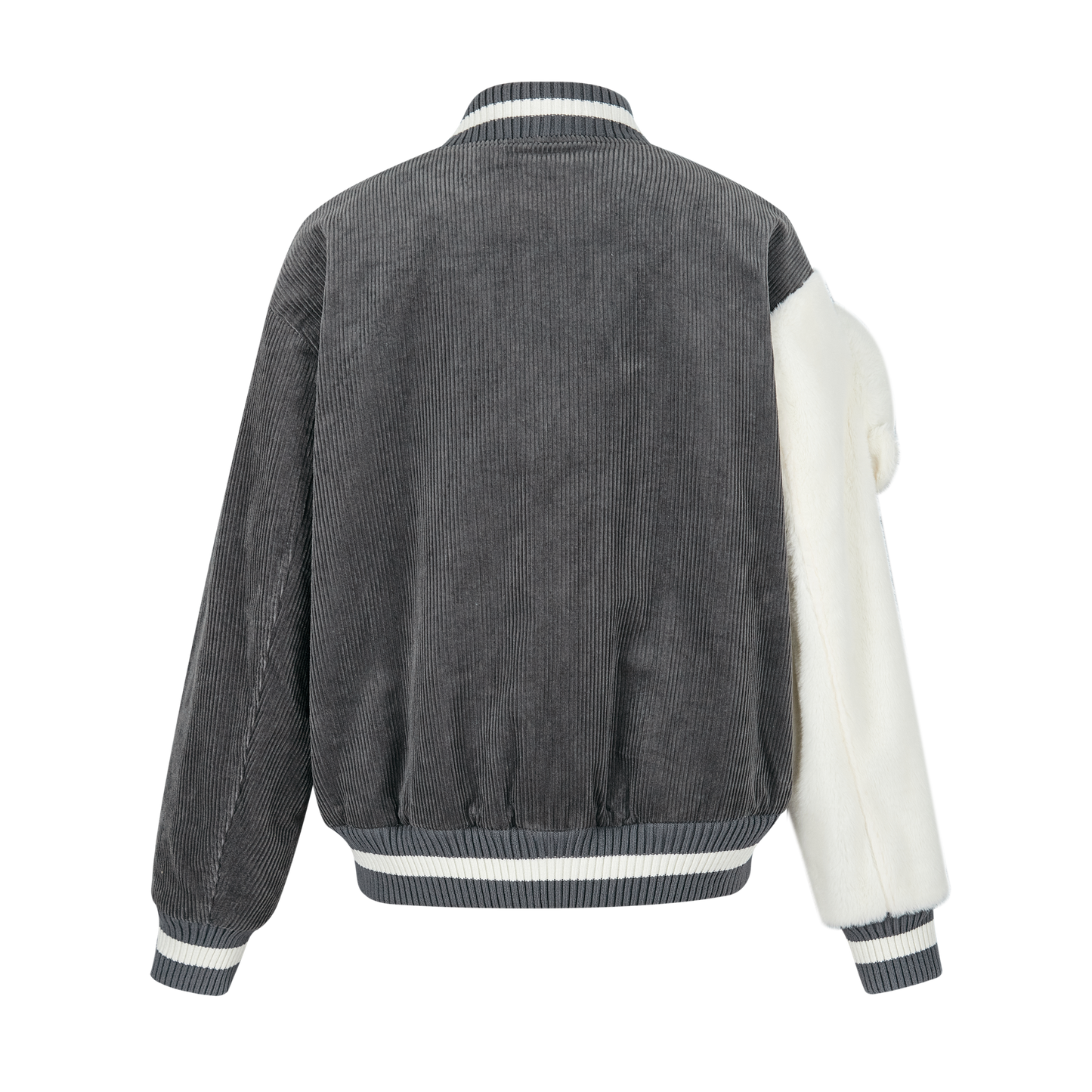 13DE MARZO Bear Sleeve Corduroy Baseball Jacket - 13DE MARZO