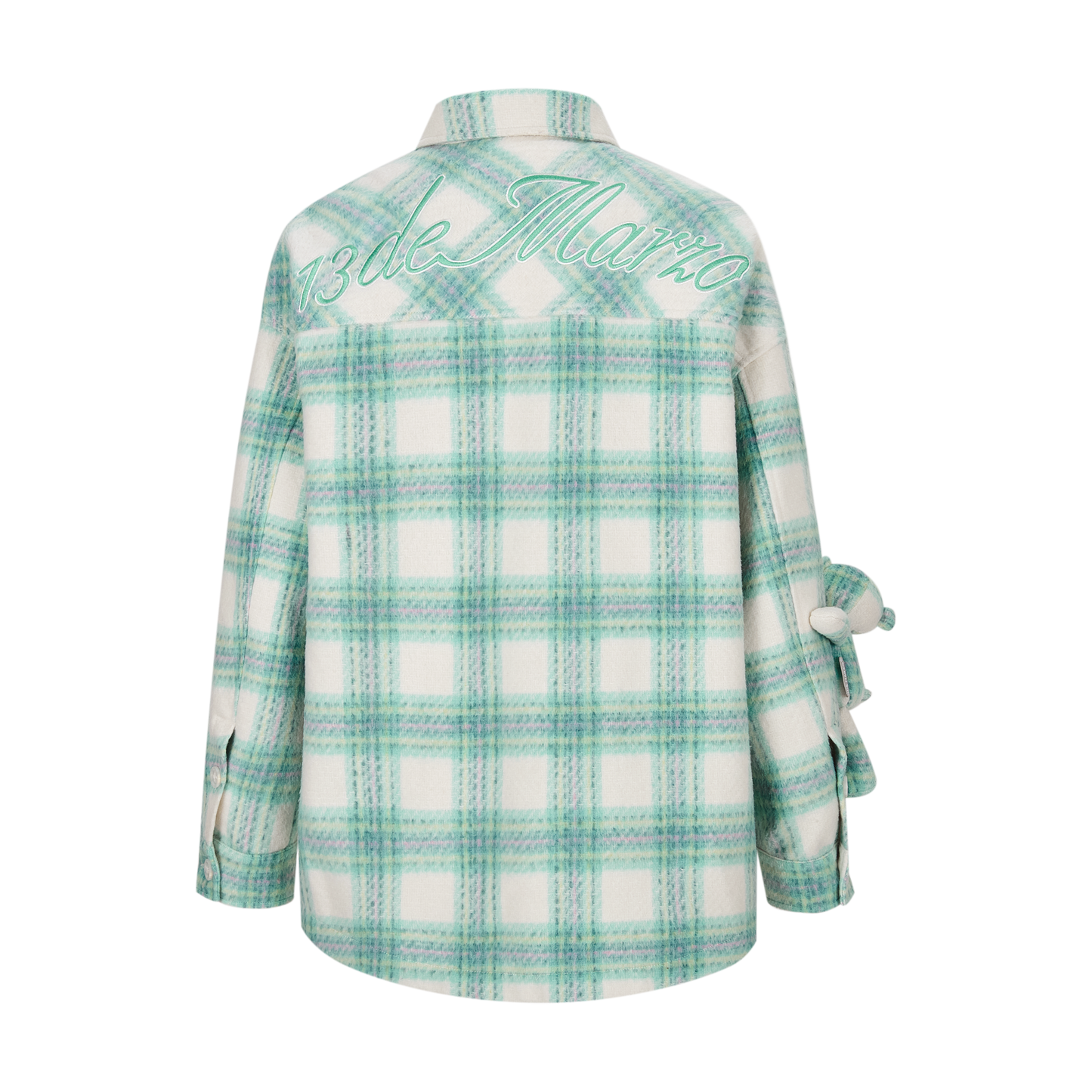 13DE MARZO Bear Woven Plaid Coat in
Green - Spring Baby Jacket