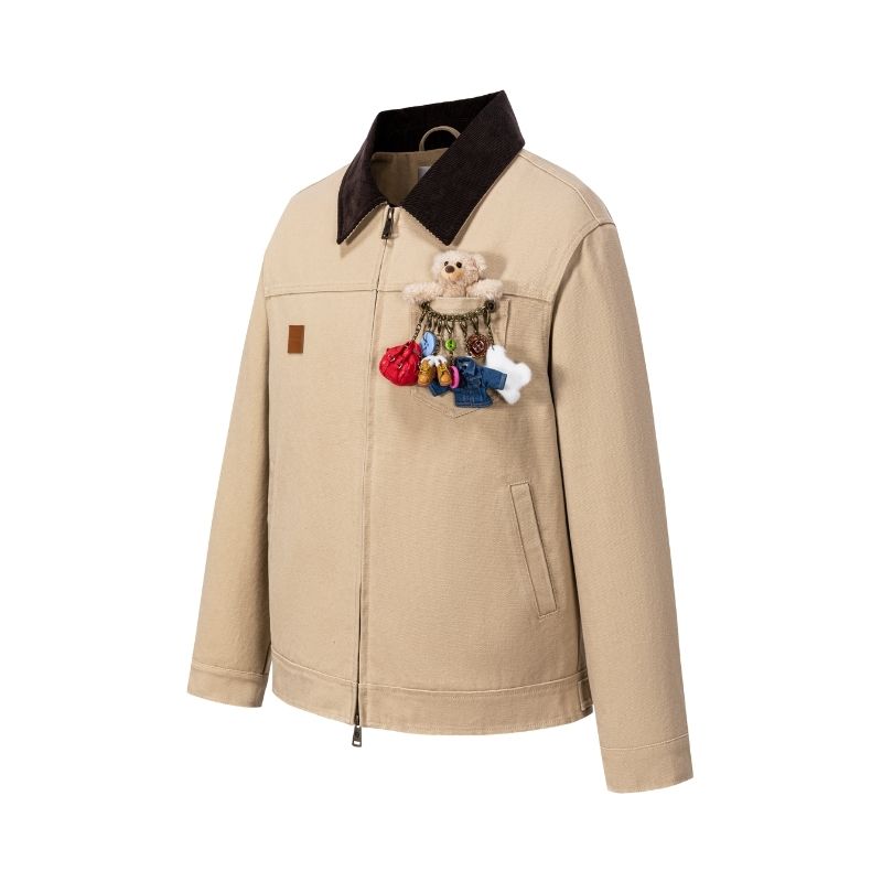 13DE MARZO Tailor Bear Hanger Cargo Jacket Khaki - 13DE MARZO