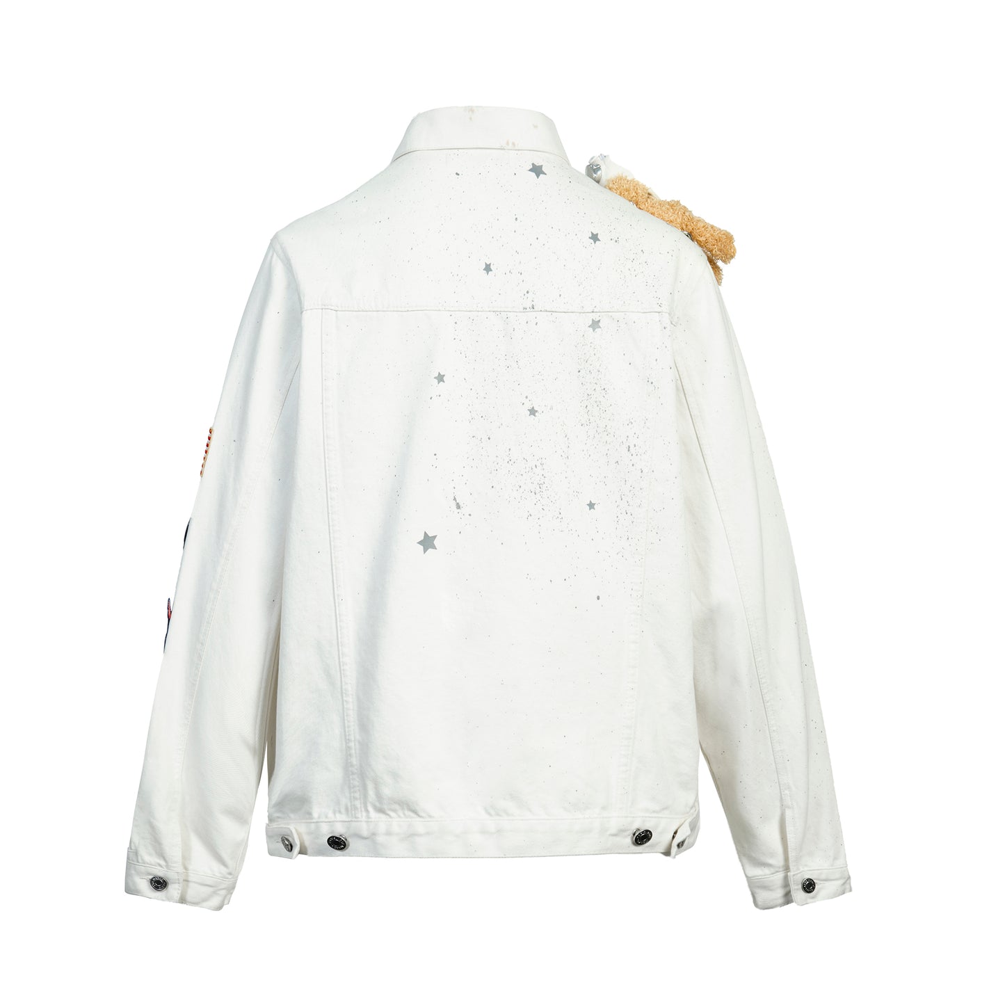 13DE MARZO 3M Industry Astronaut Shoulder Teddy Bear Denim Jacket - 13DE MARZO
