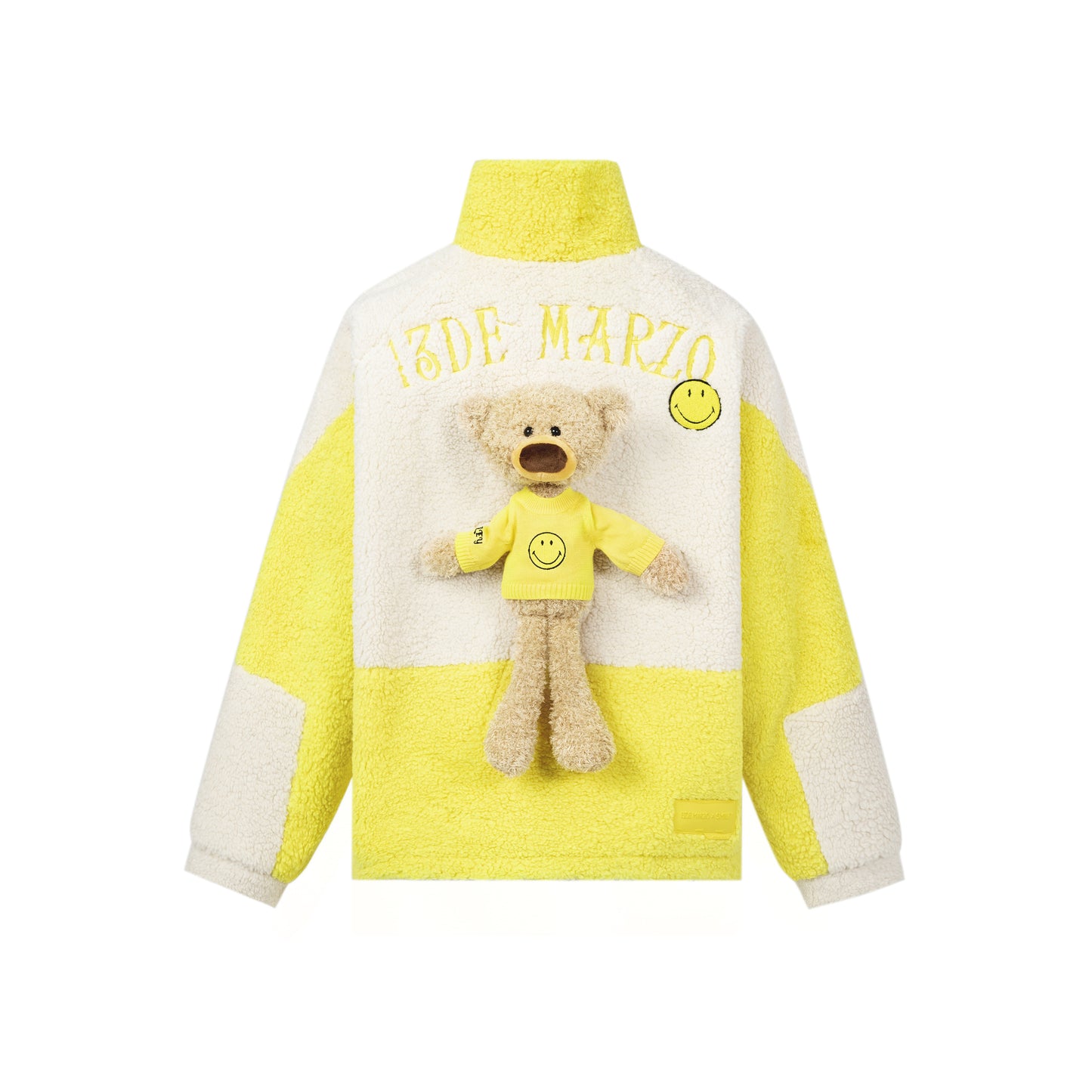 13DE MARZO Multicolor Splicing Lamb Wool Coat - 13DE MARZO