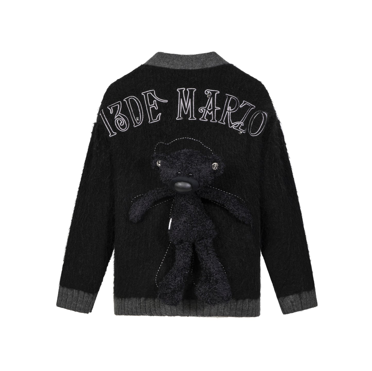 13DE MARZO Fancy Colored Artificial Diamond Button Cardigan - 13DE MARZO