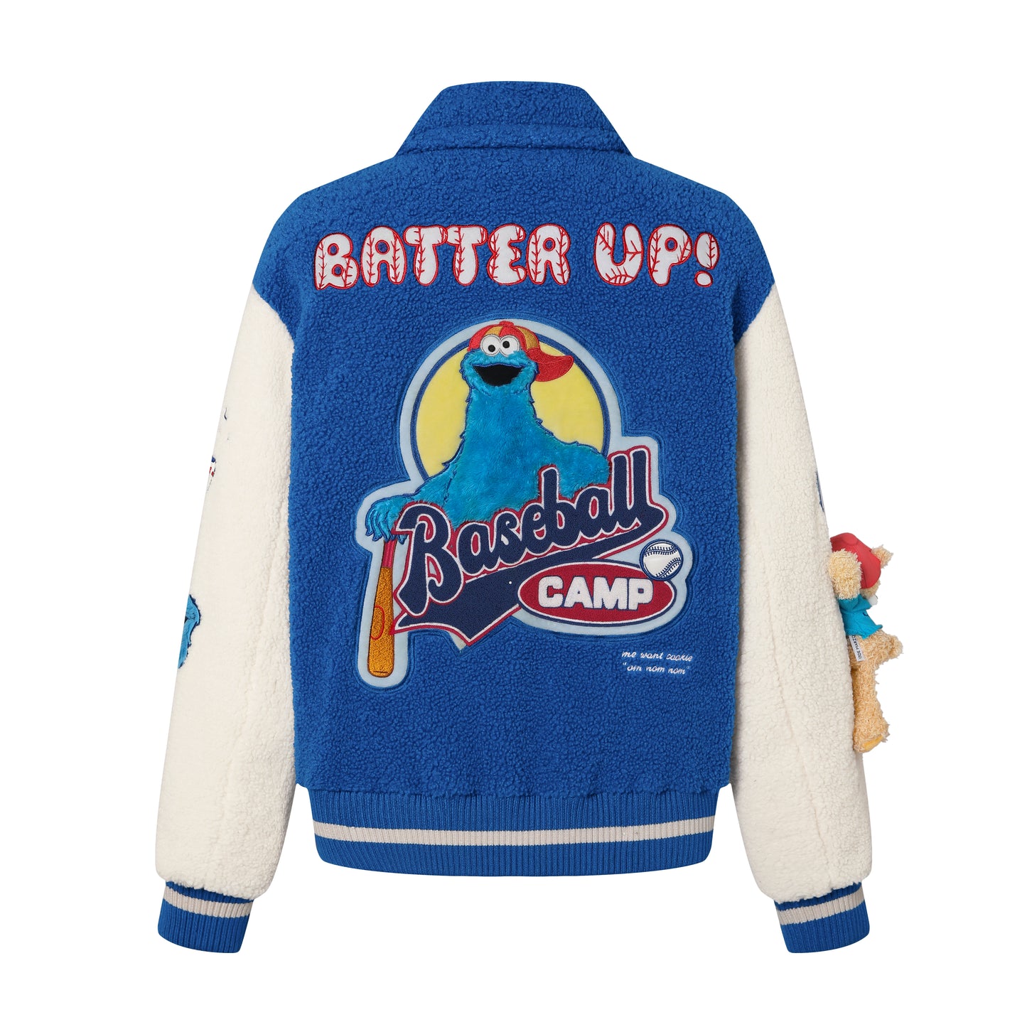 13DE MARZO Cookie Monster Bear Baseball Varsity Fleece - 13DE MARZO