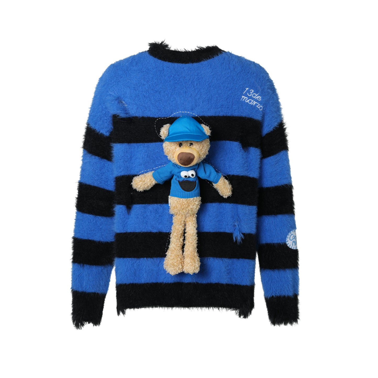 13DE MARZO Elmo Bear Artificial Fur Stripe Sweater - 13DE MARZO