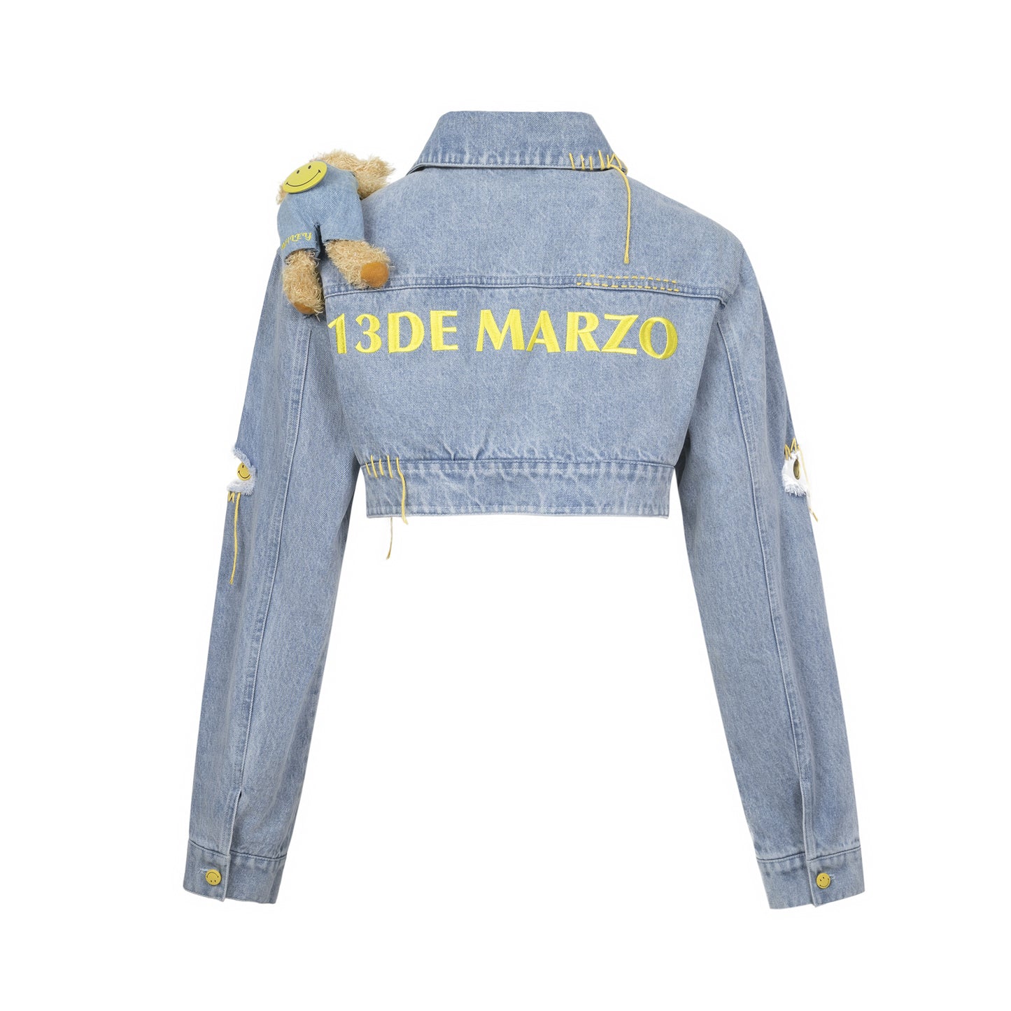 13DE MARZO Broken Suture Short Denim Jacket - 13DE MARZO