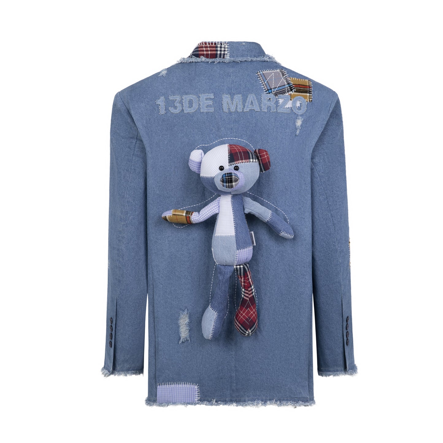 13DE MARZO Bear Patch Suture Denim Suit - 13DE MARZO