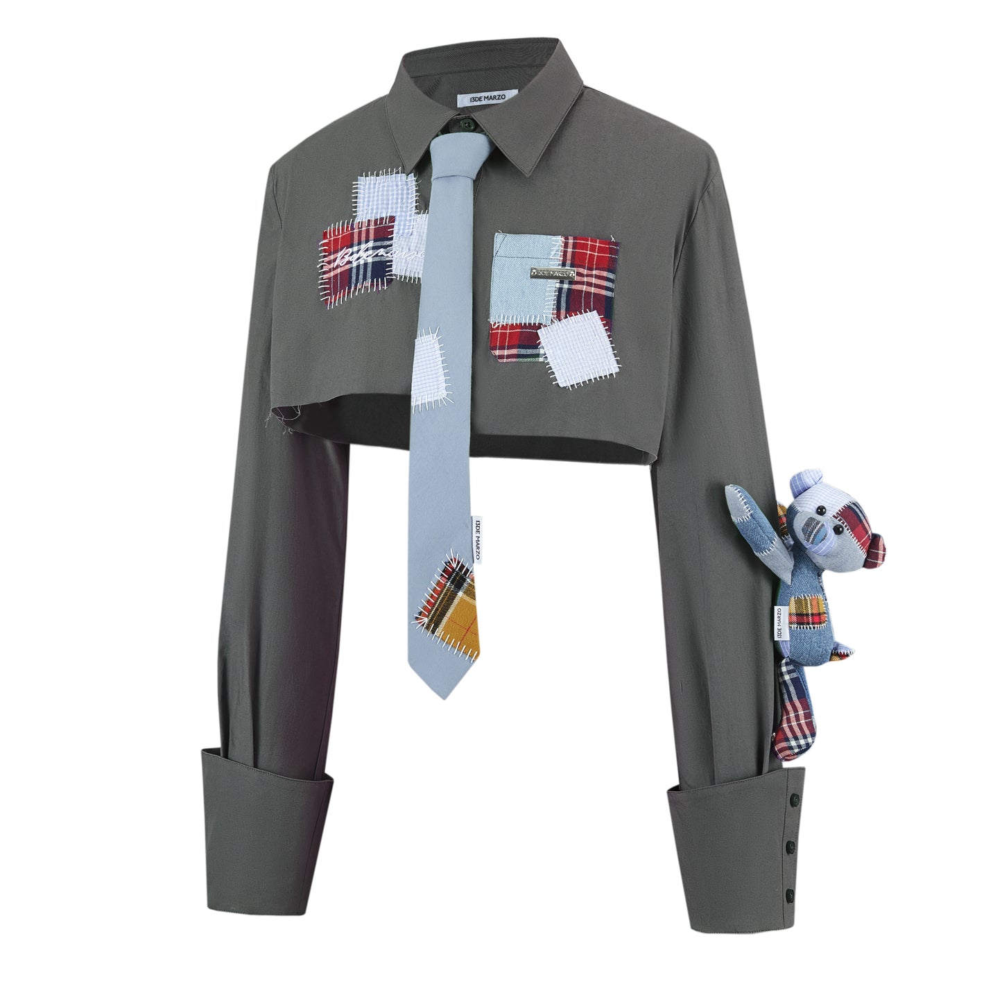 13DE MARZO Plaid Denim Patch Short Shirt - 13DE MARZO