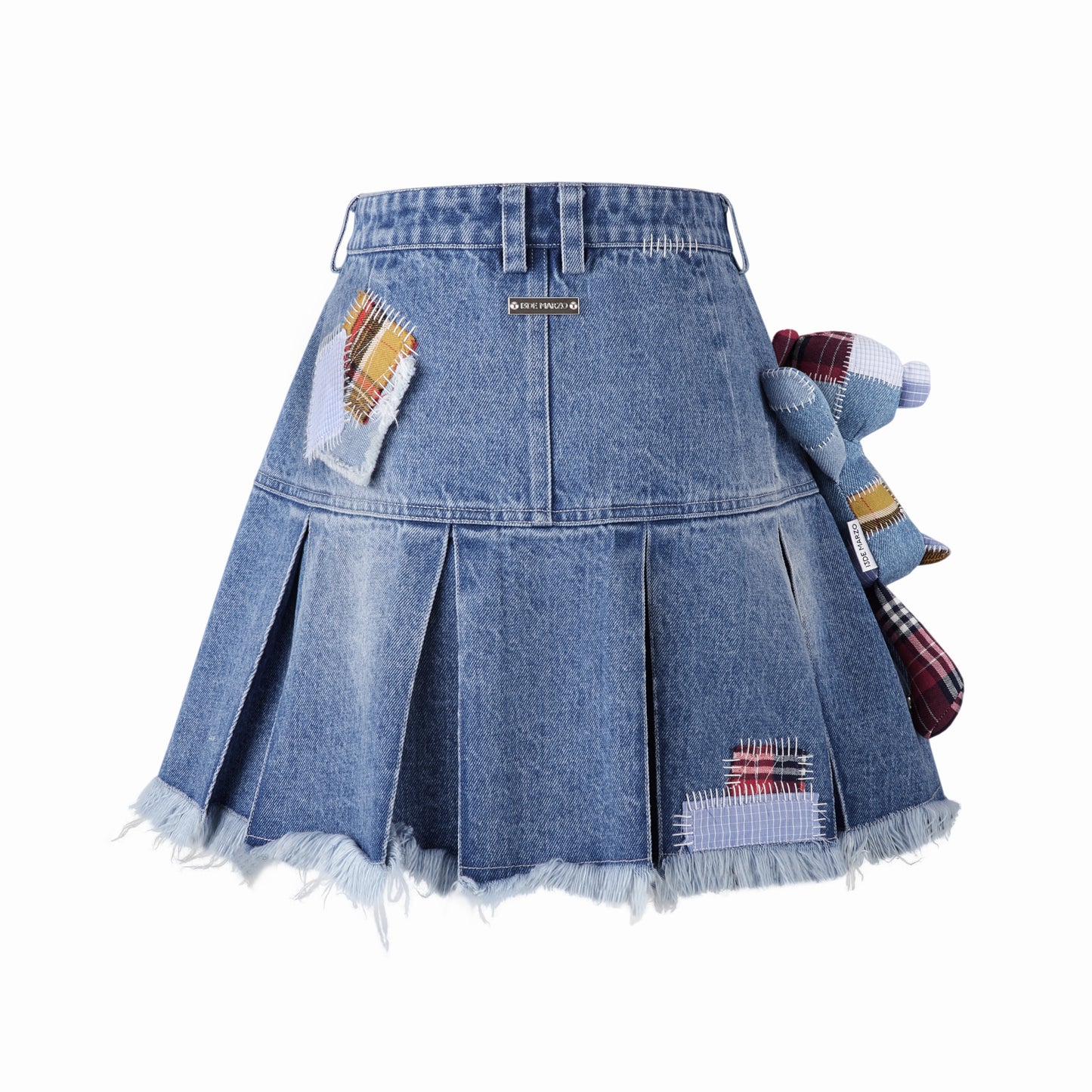 13DE MARZO Bear Patch Suture Denim Skirt - 13DE MARZO