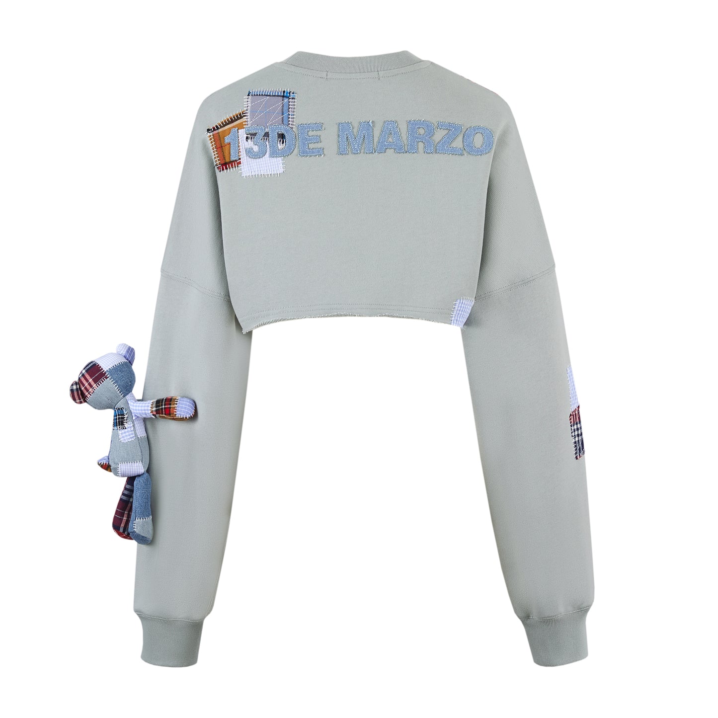 13DE MARZO Plaid Denim Patch Short Sweater - 13DE MARZO