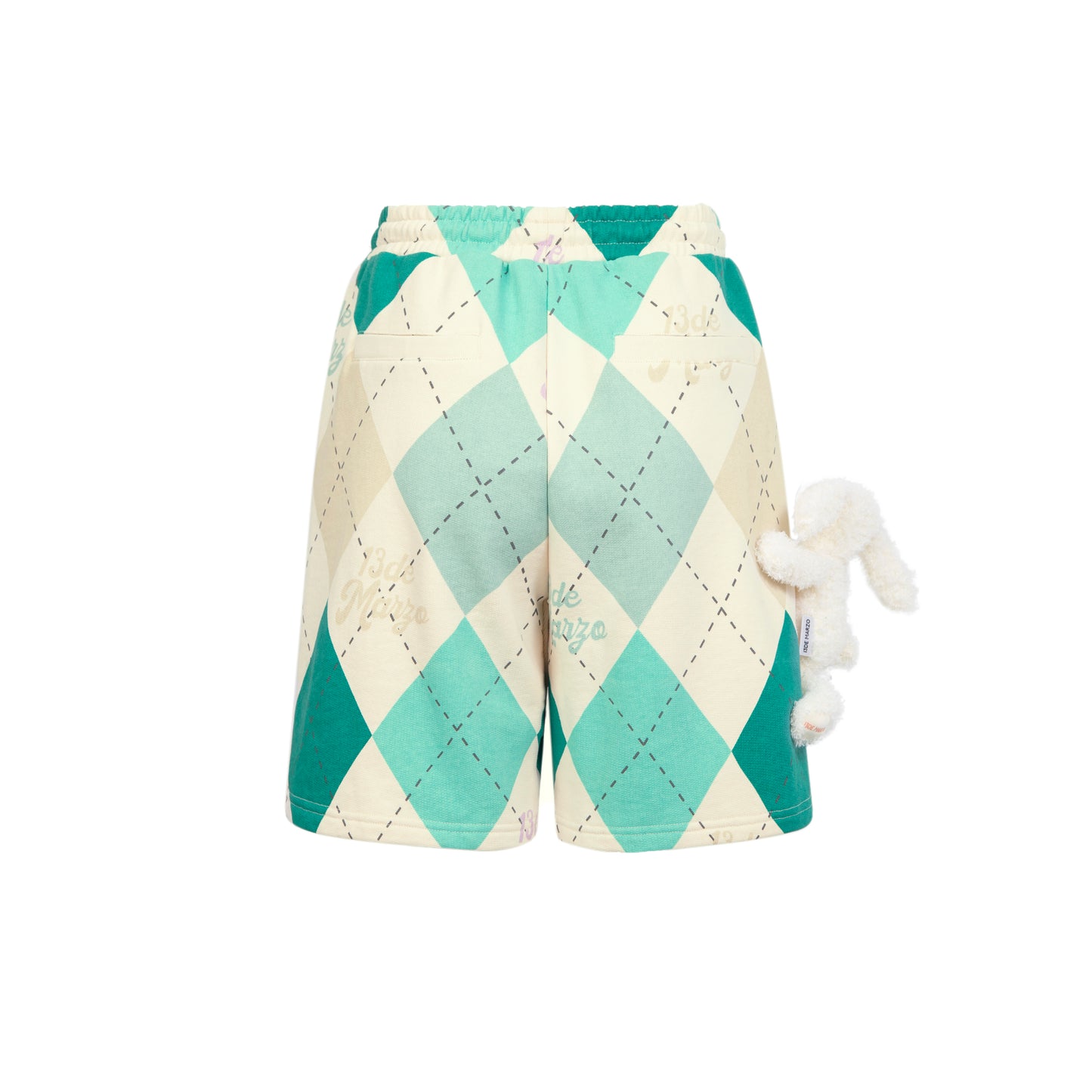 13DE MARZO Bunny Vintage Diamond Pattern Shorts - 13DE MARZO