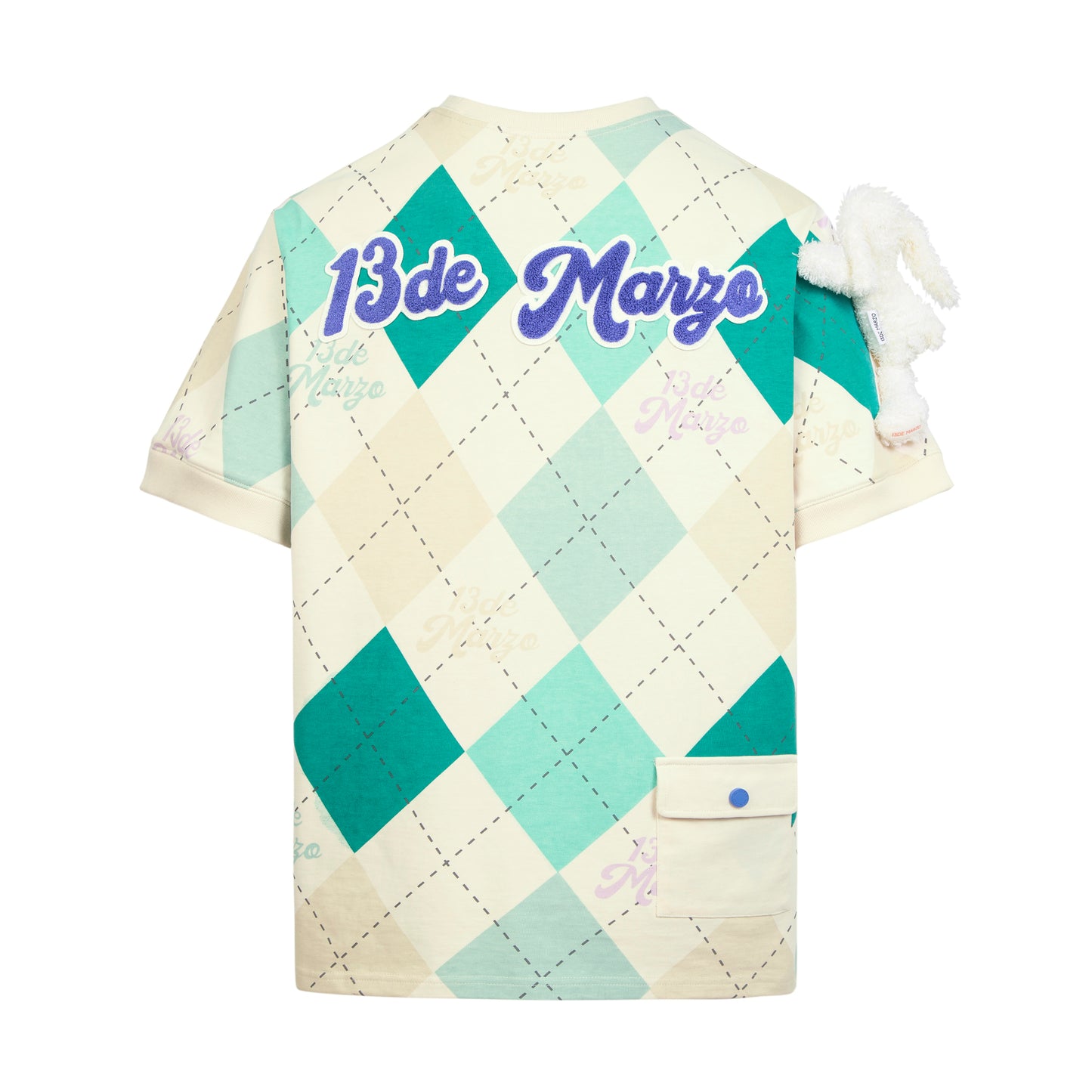 13DE MARZO Bunny Vintage Diamond Pattern T-shirt - 13DE MARZO