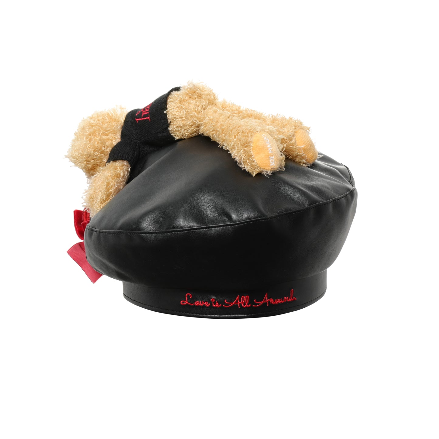 13DE MARZO Valentine Bear Leather Beret - 13DE MARZO