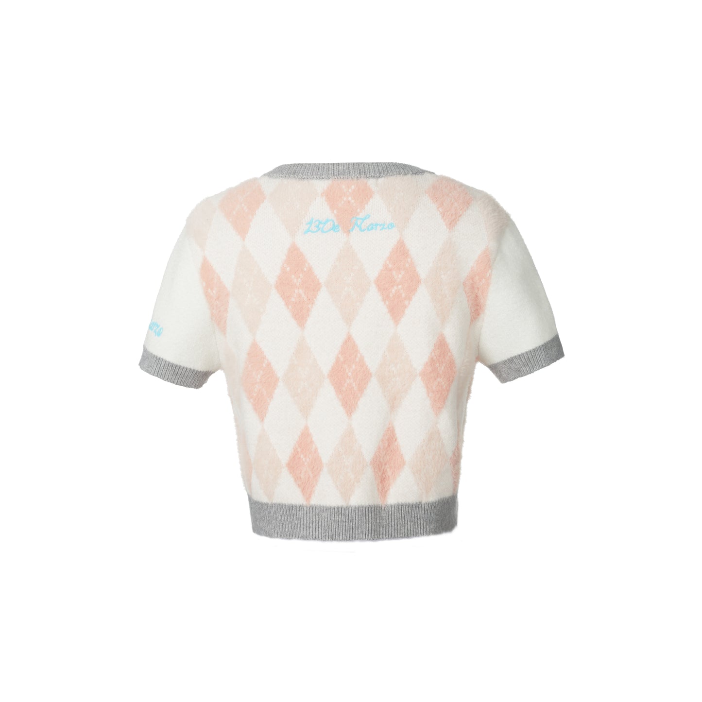 13DE MARZO Diamond Check Knit Top Cardigan - 13DE MARZO