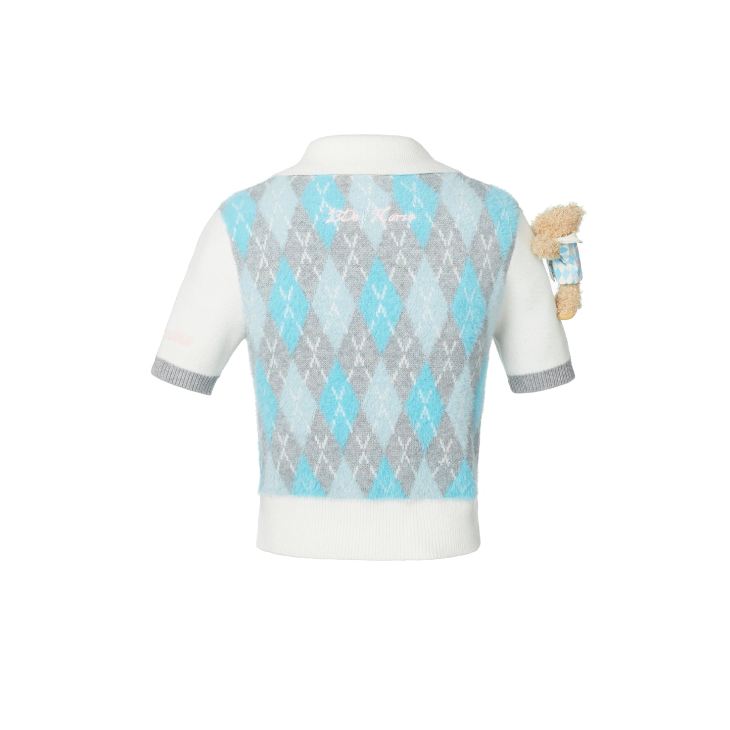 13DE MARZO Diamond Check Knit Collar Top - 13DE MARZO