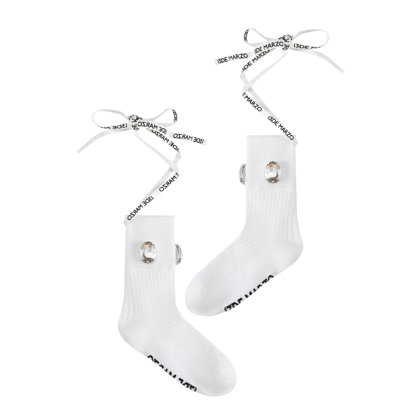 13DE MARZO Artificial Diamond Lace-up Socks - 13DE MARZO