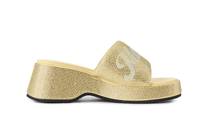 13DE MARZO Crystal-Embellished Slippers Yellow - 13DE MARZO