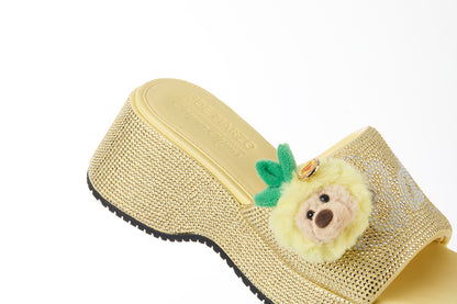 13DE MARZO Crystal-Embellished Slippers Yellow - 13DE MARZO