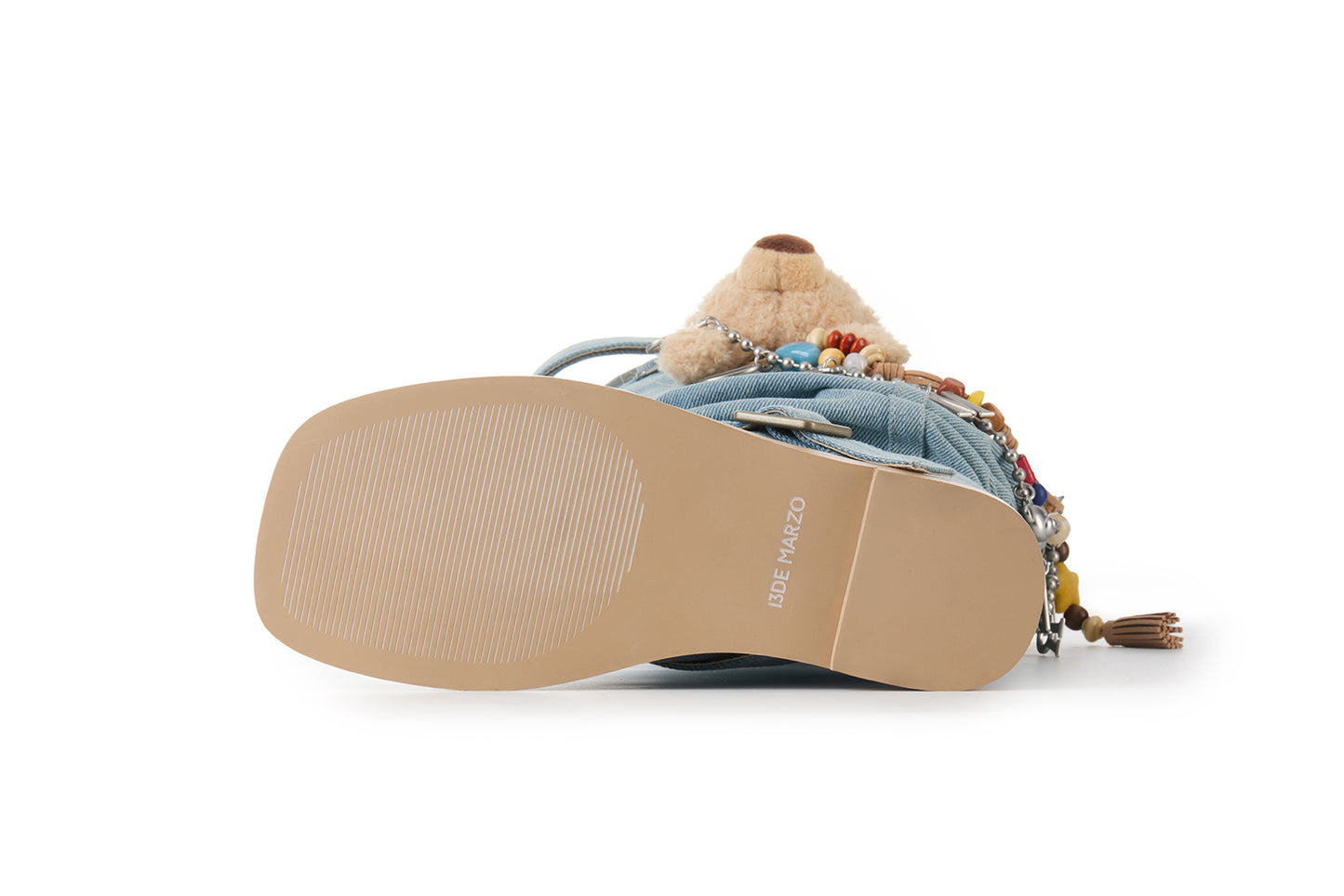 13DE MARZO Denim Flip-Flop Stacked Boots Blue