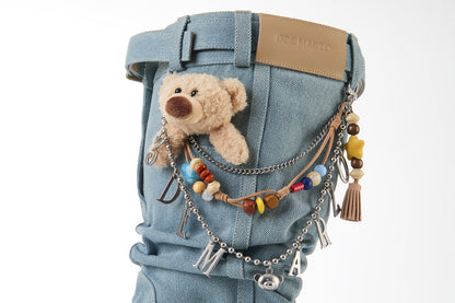 13DE MARZO Denim Flip-Flop Stacked Boots Blue