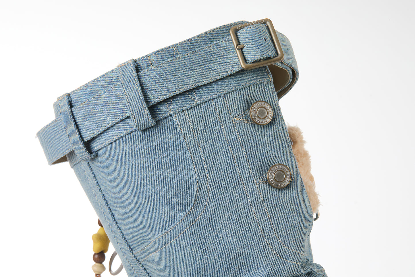 13DE MARZO Denim Flip-Flop Stacked Boots Blue
