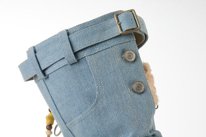 13DE MARZO Denim Flip-Flop Stacked Boots Blue