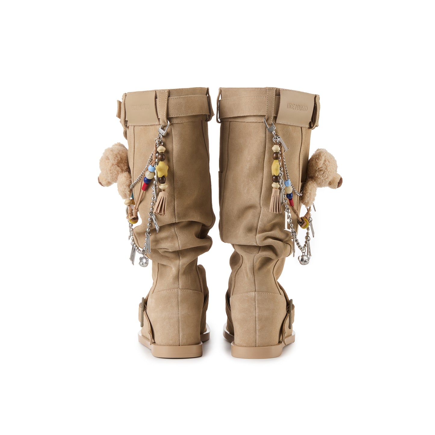 13DE MARZO Denim Flip-Flop Stacked Boots Khaki