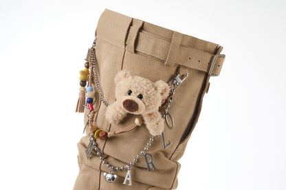 13DE MARZO Denim Flip-Flop Stacked Boots Khaki