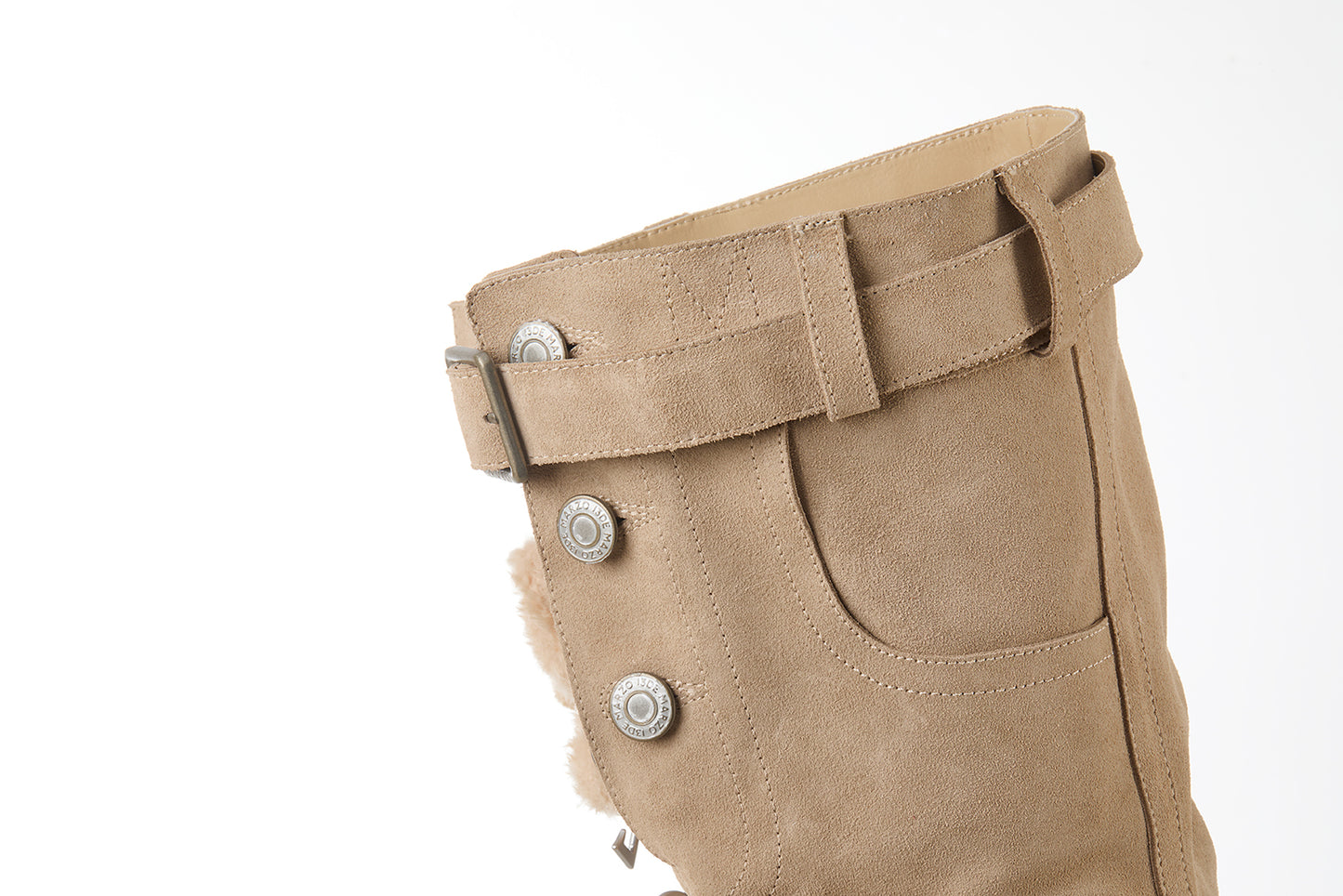 13DE MARZO Denim Flip-Flop Stacked Boots Khaki