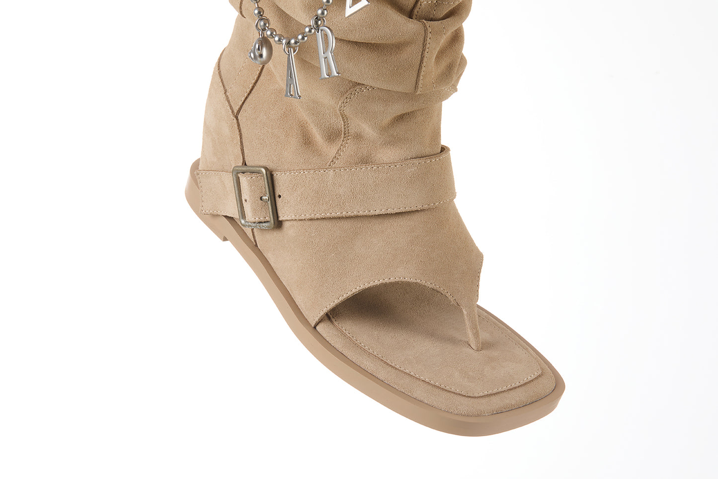 13DE MARZO Denim Flip-Flop Stacked Boots Khaki