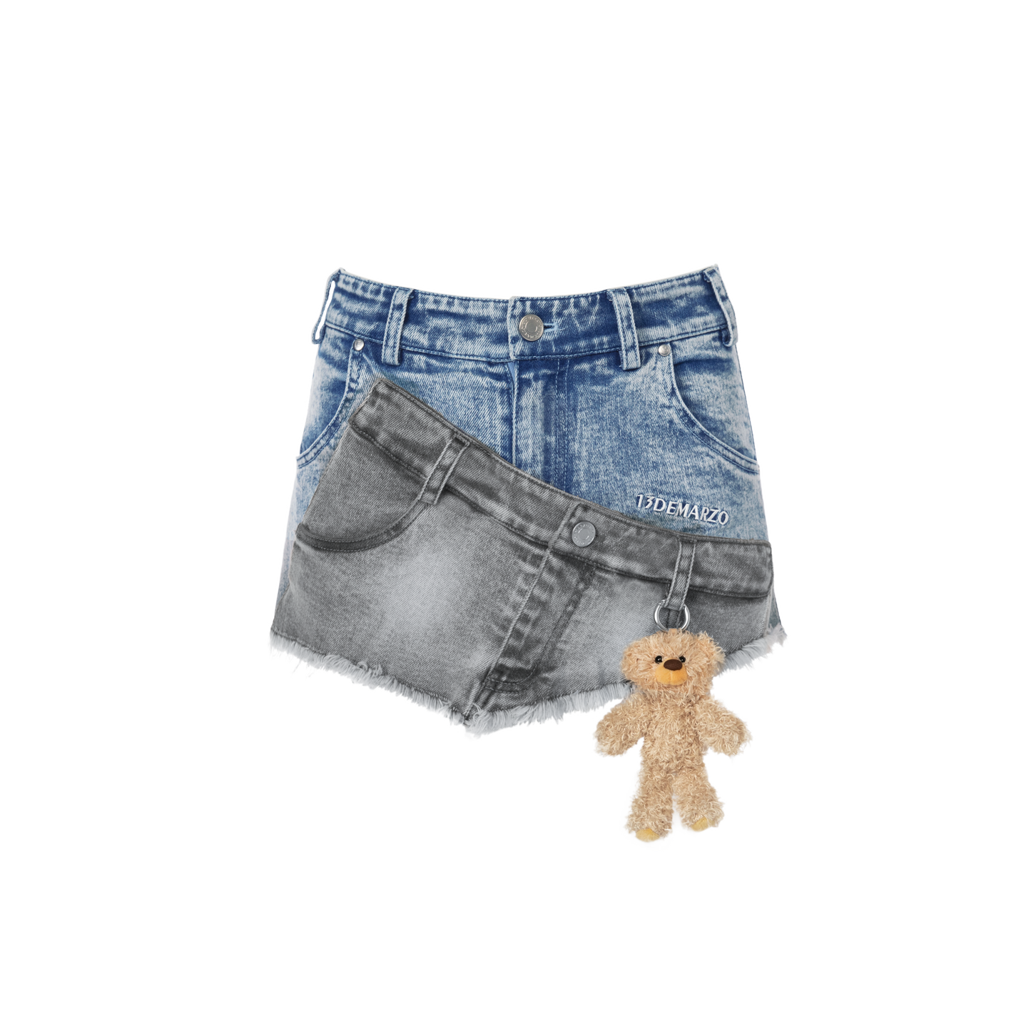 13DE MARZO Double Distressed Denim Shorts