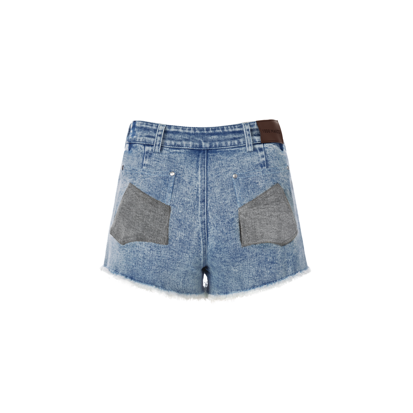 13DE MARZO Double Distressed Denim Shorts