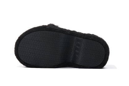 13DE MARZO Furry Bear Head Slippers Black - 13DE MARZO