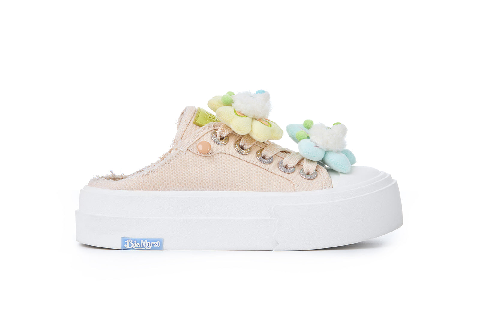 13DE MARZO Floral Butterfly Bear Backless Shoes Khaki - 13DE MARZO