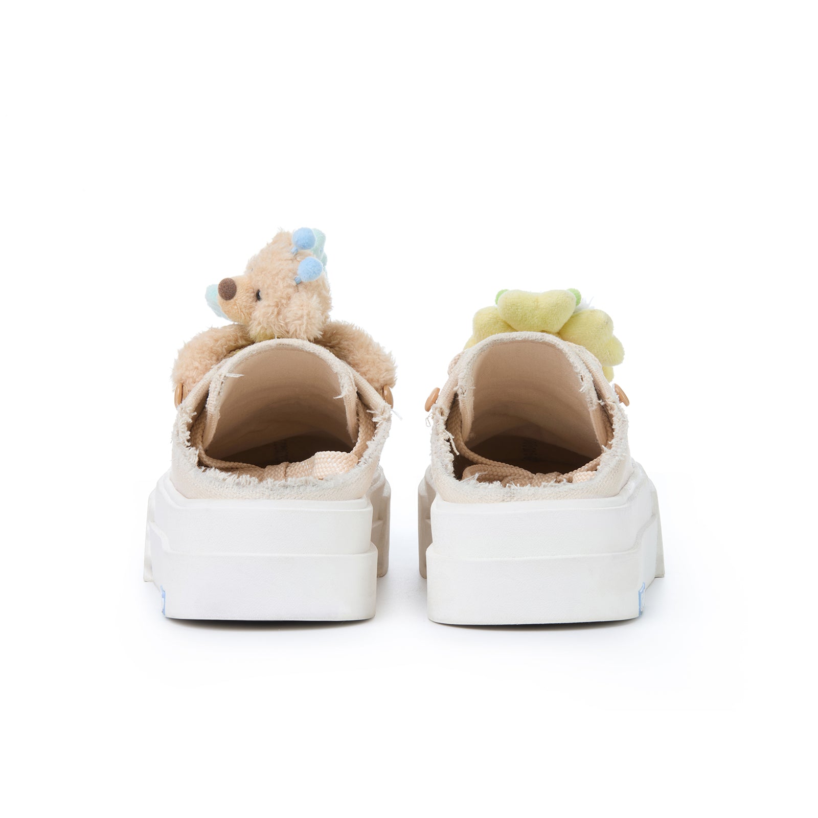 13DE MARZO Floral Butterfly Bear Backless Shoes Khaki - 13DE MARZO
