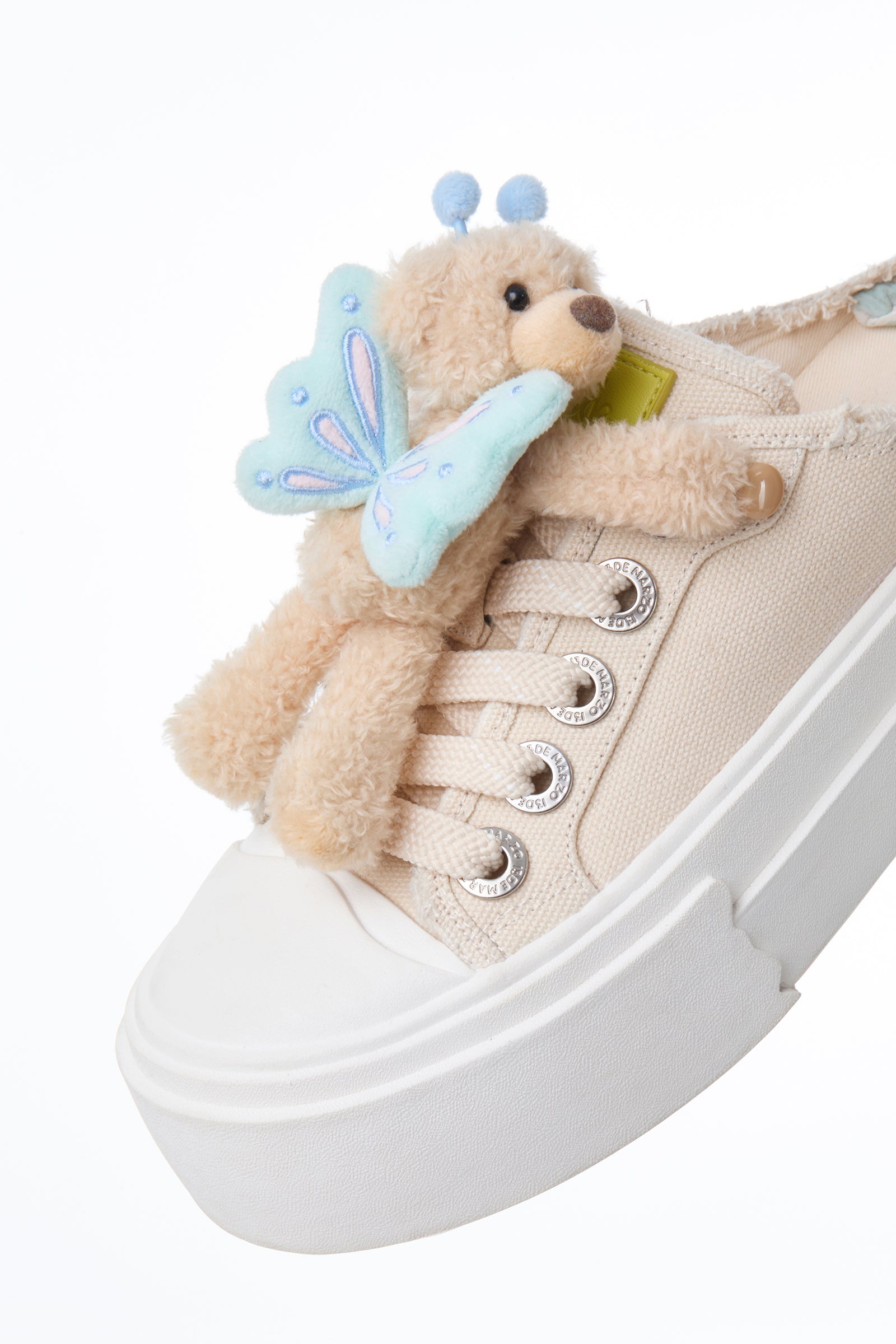 13DE MARZO Floral Butterfly Bear Backless Shoes Khaki - 13DE MARZO