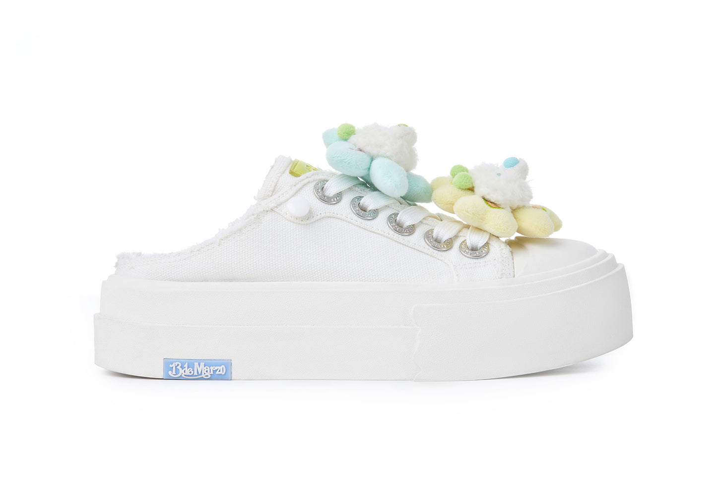 13DE MARZO Floral Butterfly Bear Backless Shoes White - 13DE MARZO