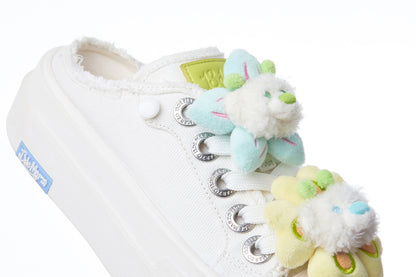 13DE MARZO Floral Butterfly Bear Backless Shoes White - 13DE MARZO