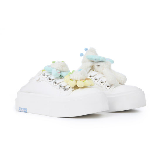 13DE MARZO Floral Butterfly Bear Backless Shoes White - 13DE MARZO