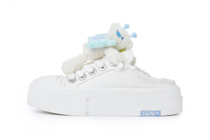 13DE MARZO Floral Butterfly Bear Backless Shoes White - 13DE MARZO